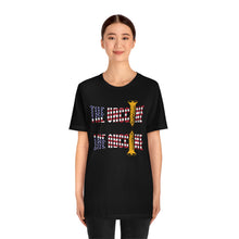 Load image into Gallery viewer, Screw the Vaccine American Flag Mirrored Short Sleeve Tee