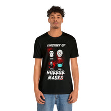 Load image into Gallery viewer, History of Horror Masks Short Sleeve Tee - David&#39;s Brand