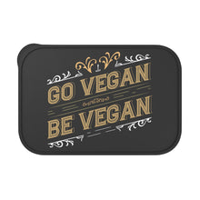 Load image into Gallery viewer, Go Vegan Be Vegan PLA Bento Box with Band and Utensils - David&#39;s Brand
