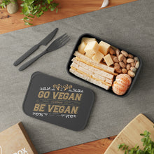 Load image into Gallery viewer, Go Vegan Be Vegan PLA Bento Box with Band and Utensils - David&#39;s Brand